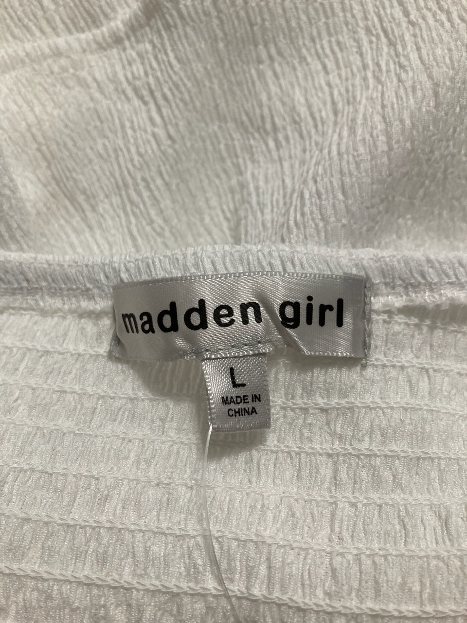 NWD MADDEN GIRL Ruffle Babydoll Top WHITE L