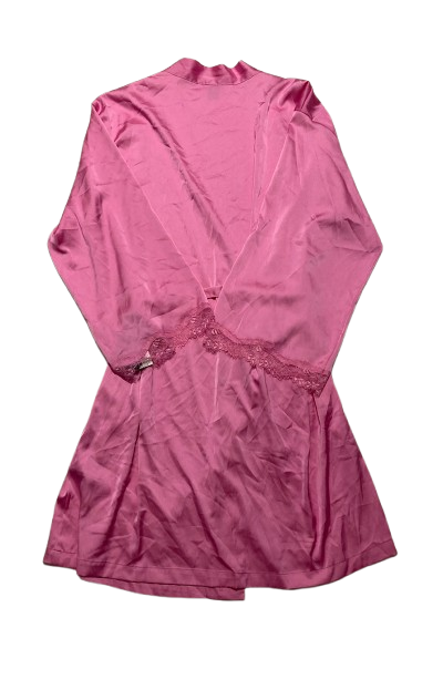 I.N.C Lace-trim Stretch Satin Robe PINK S