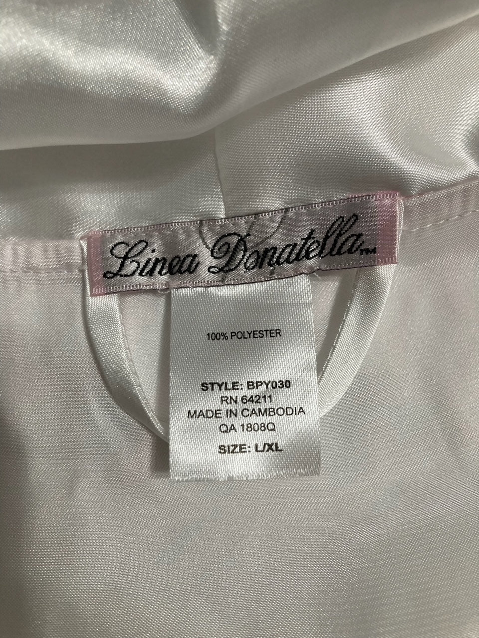 LINEA DONATELLA Bridesmaid Satin Wrap Robe WHITE L/XL