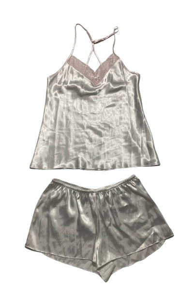 NWD LINEA DONATELLA Bride Satin Wrap Robe, Cami & Tap Shorts Set WHITE S