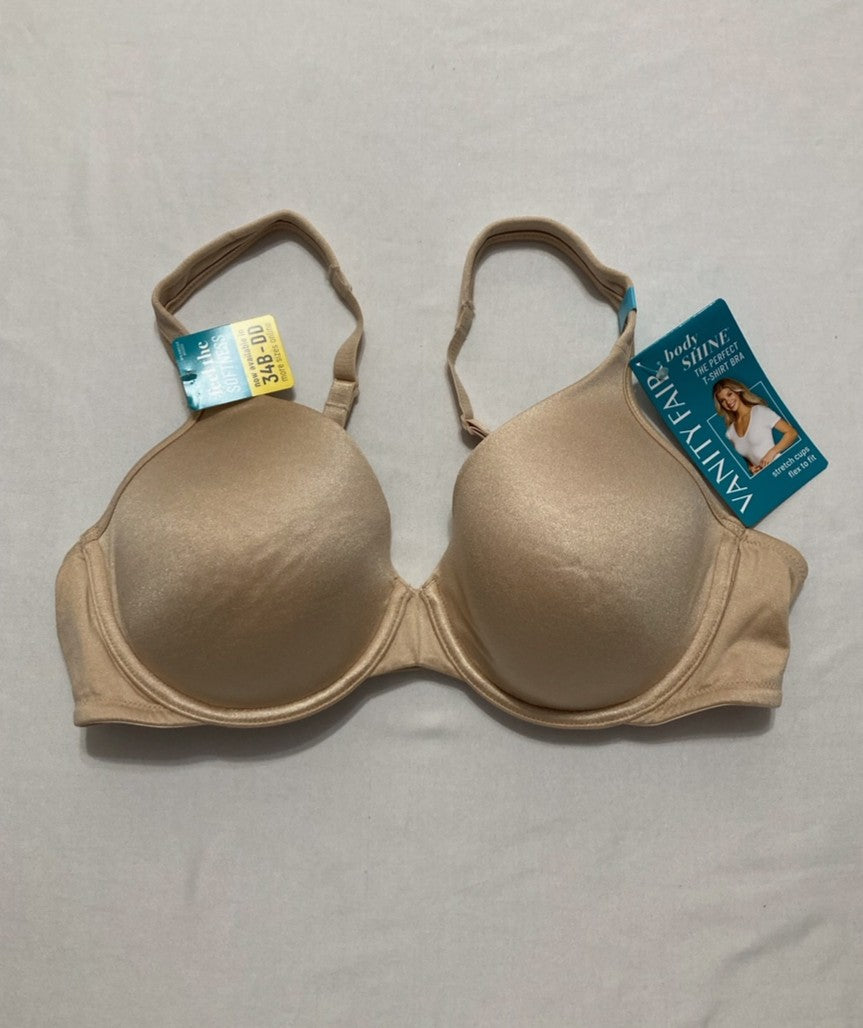 VANITY FAIR T-Shirt Bra Body Shine Full Coverage Lightly Lined BEIGE 36C