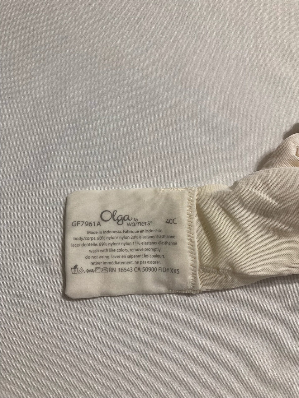 OLGA Plus Size Cloud 9 Underwire Contour Lace Bra WHITE 40C