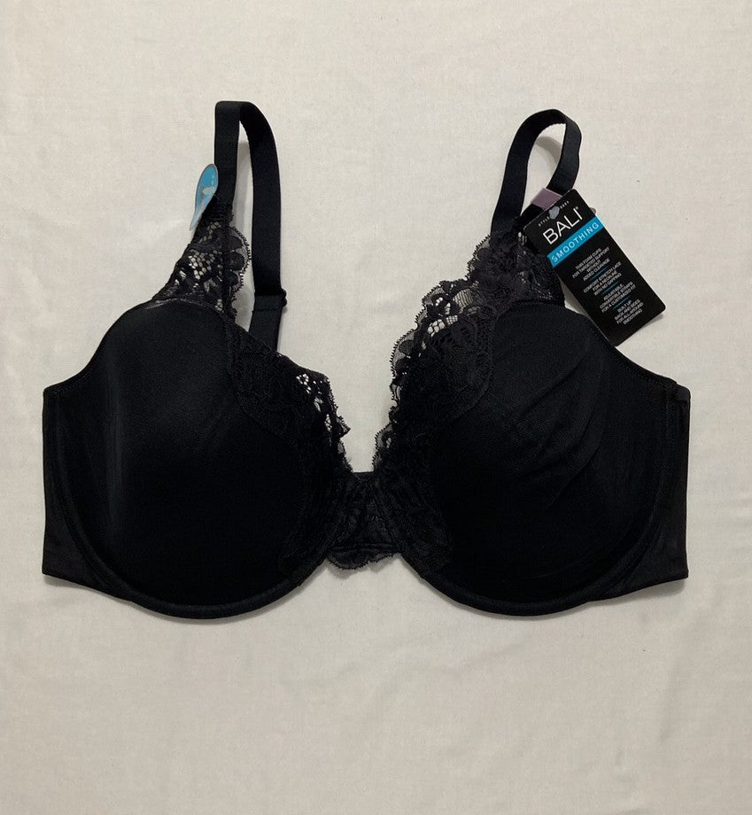 BALI Lace Underwire One Smooth U Comfort Stretch Convertible Bra BLACK 42D