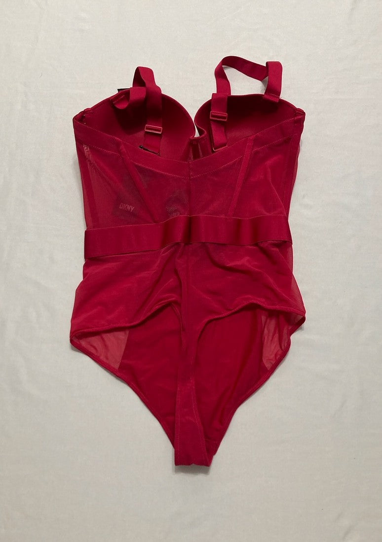 DKNY Sheers Strapless Bodysuit RED 34C