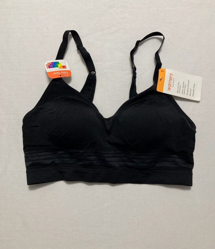 WARNER'S Easy Does It Allover Smoothing Seamless Longline Bra BLACK S