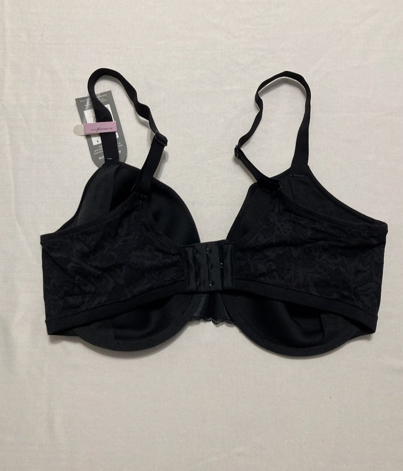 BALI T-Shirt Breathable Lightweight Underwire Bra Convertible Straps BLACK 42D