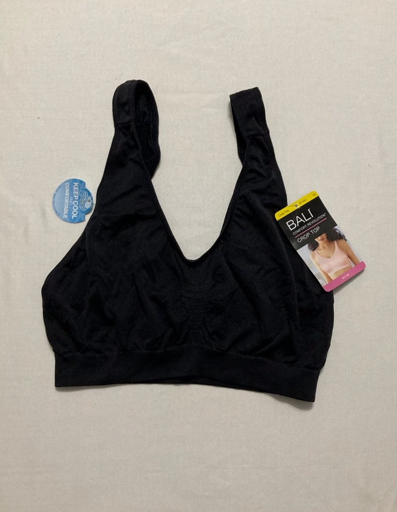 BALI Comfort Revolution Microfiber Crop Bra BLACK M