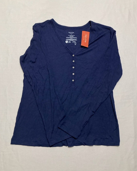 STATE OF DAY Pajama Top Round Neck long sleeve BLUE S