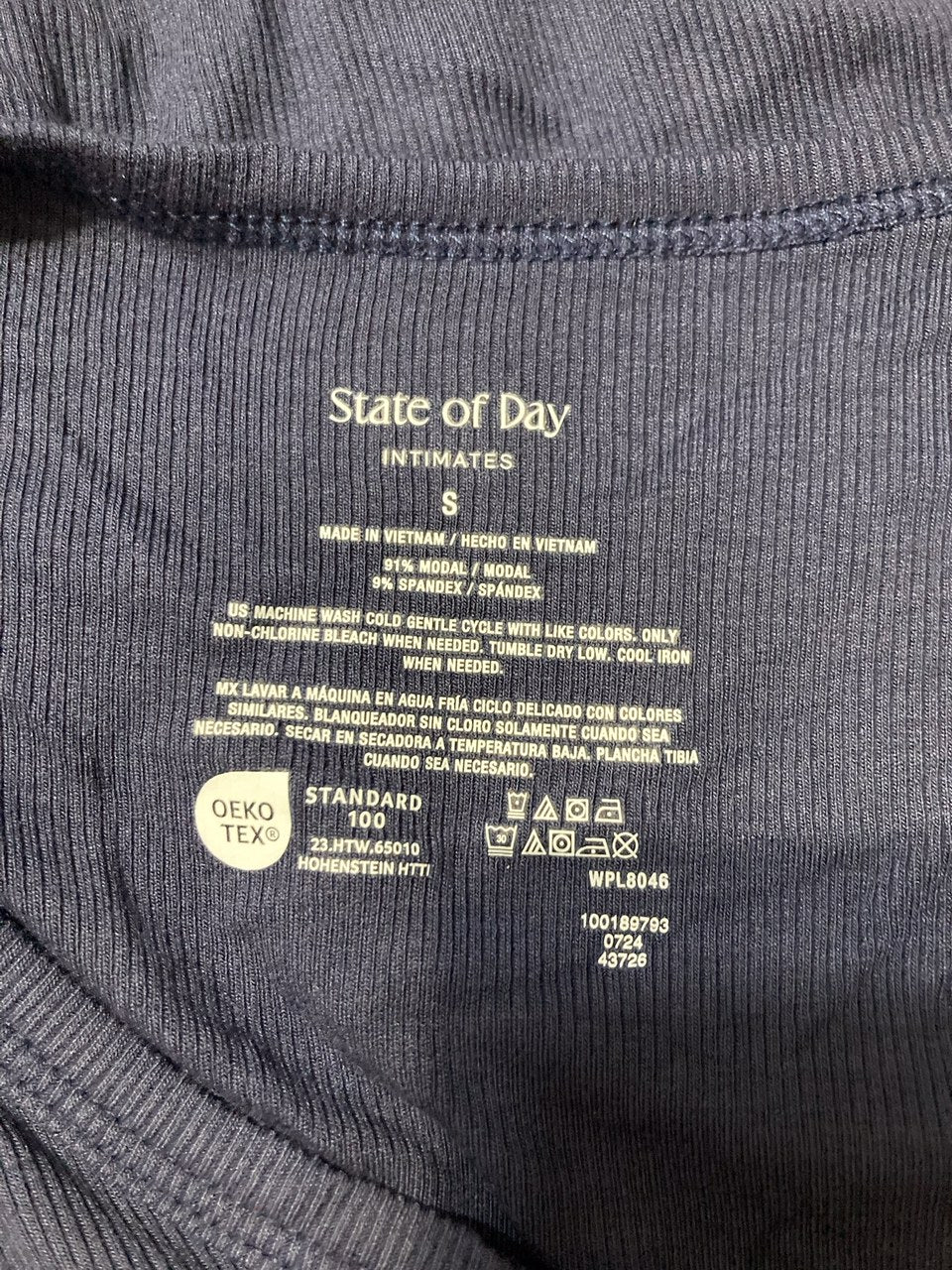 STATE OF DAY Pajama Top Round Neck long sleeve BLUE S