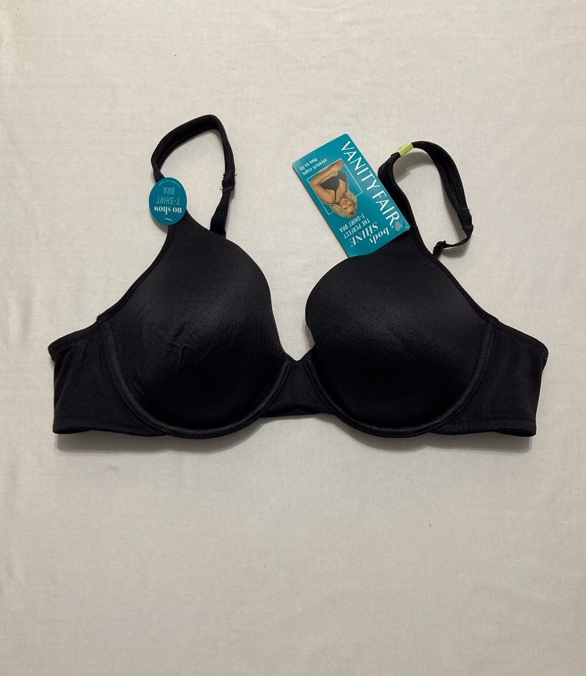 VANITY FAIR Perfect T-Shirt Bra Body Shine Full Coverage Lightly Lined BLACK 38B