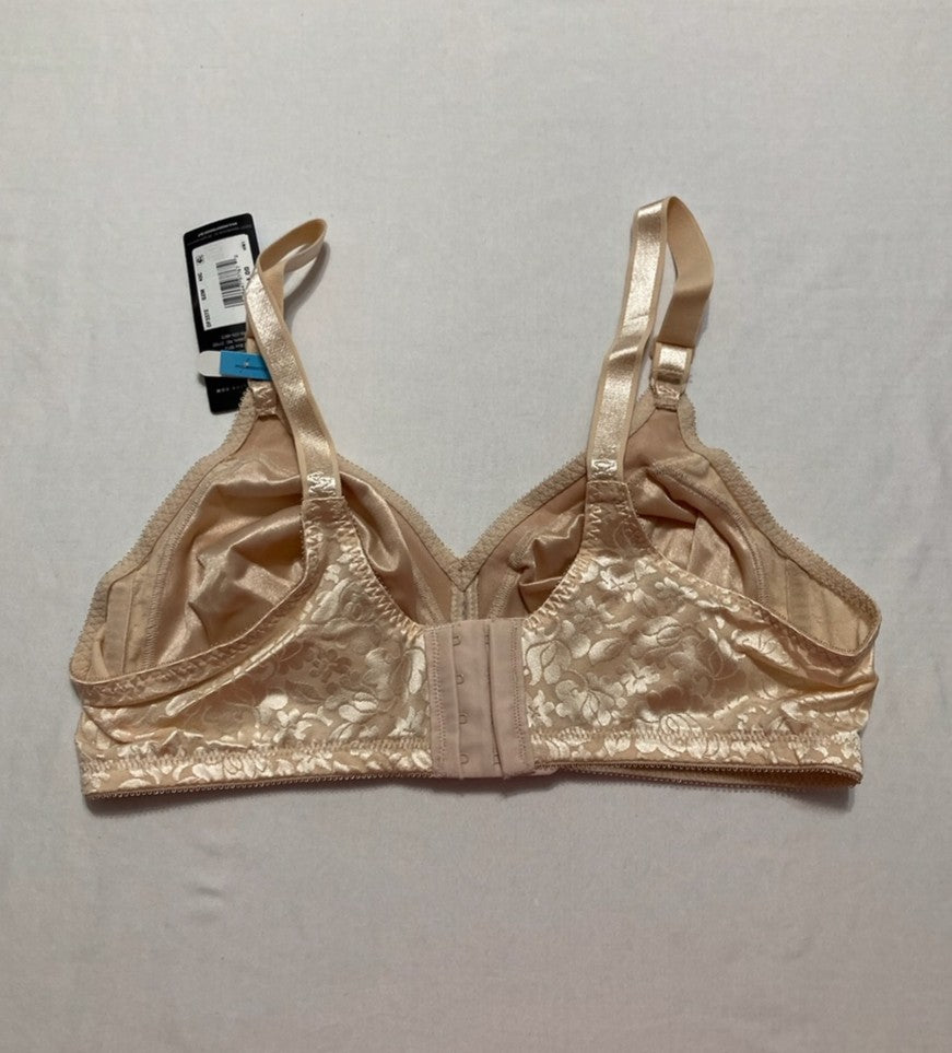 BALI Double Support Wireless Lace Bra with Stay-in-Place Straps BEIGE 40C