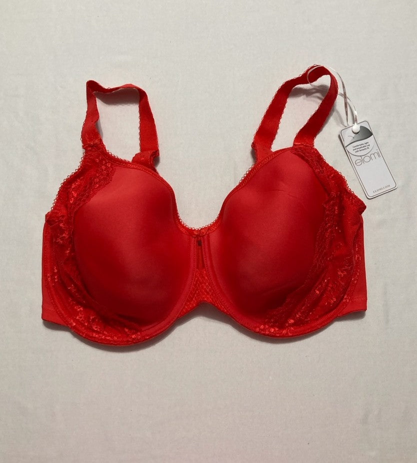 ELOMI Charley Bandless T-Shirt Floral Lace Breathable Spacer Fabric RED 36G