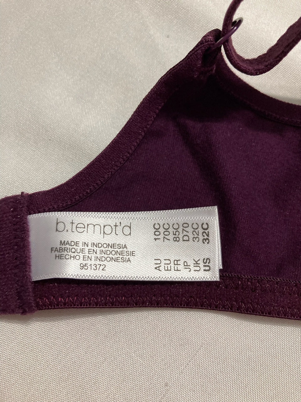 B.TEMPT`D Cotton to a Tee Underwire Bra PURPLE 32C