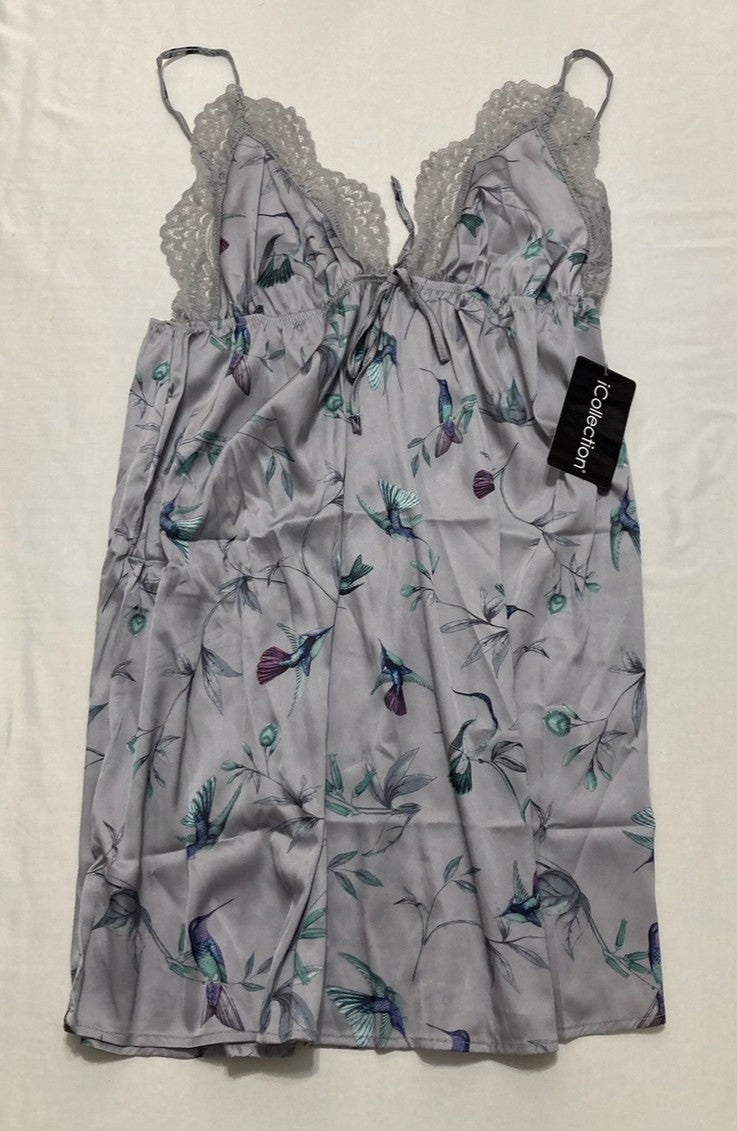 ICOLLECTION Ivy Satin Chemise PRINT S