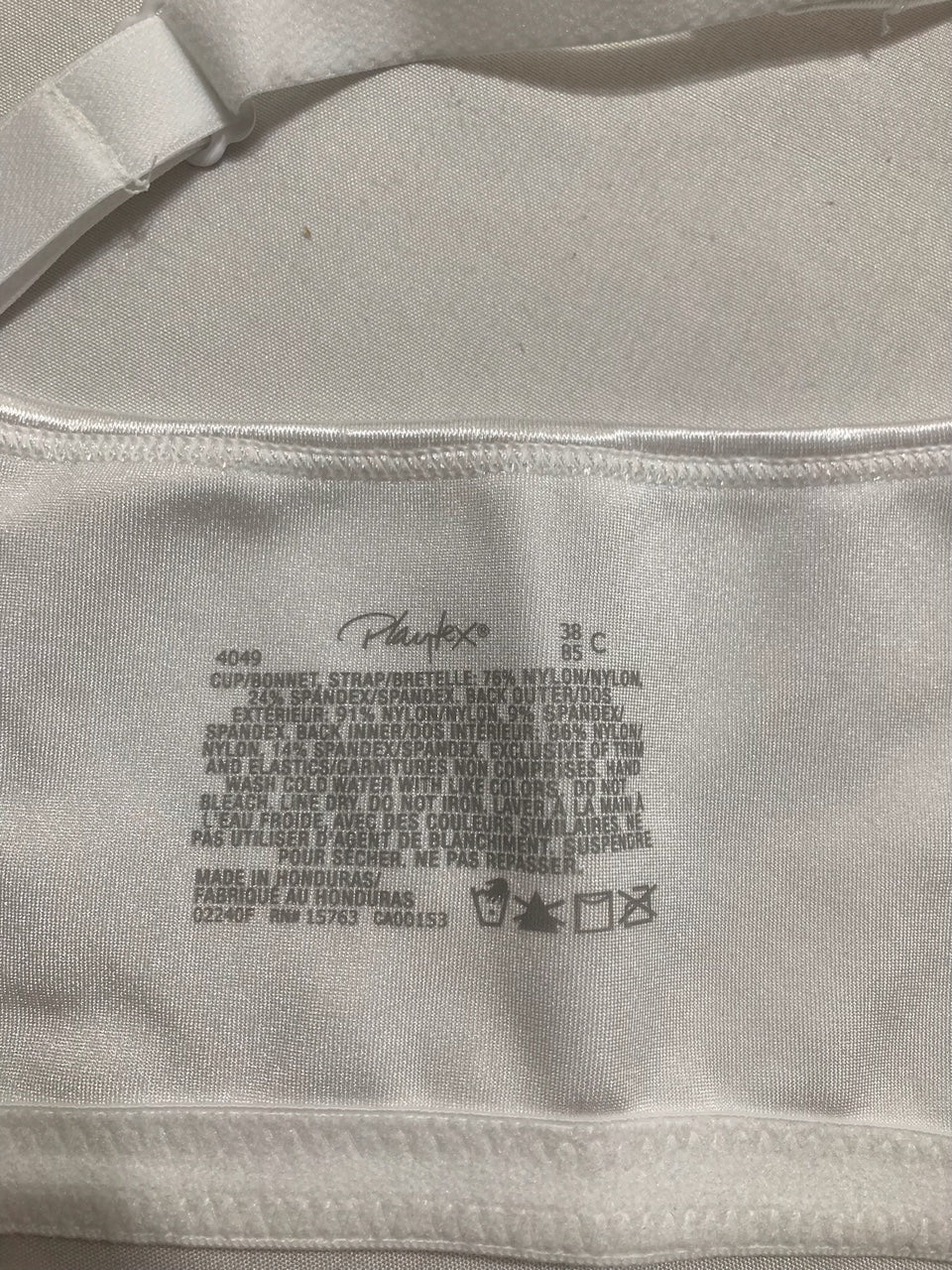PLAYTEX 18 Hour Side & Back Smoothing Wireless Bra Cooling Wire-Free WHITE 38C