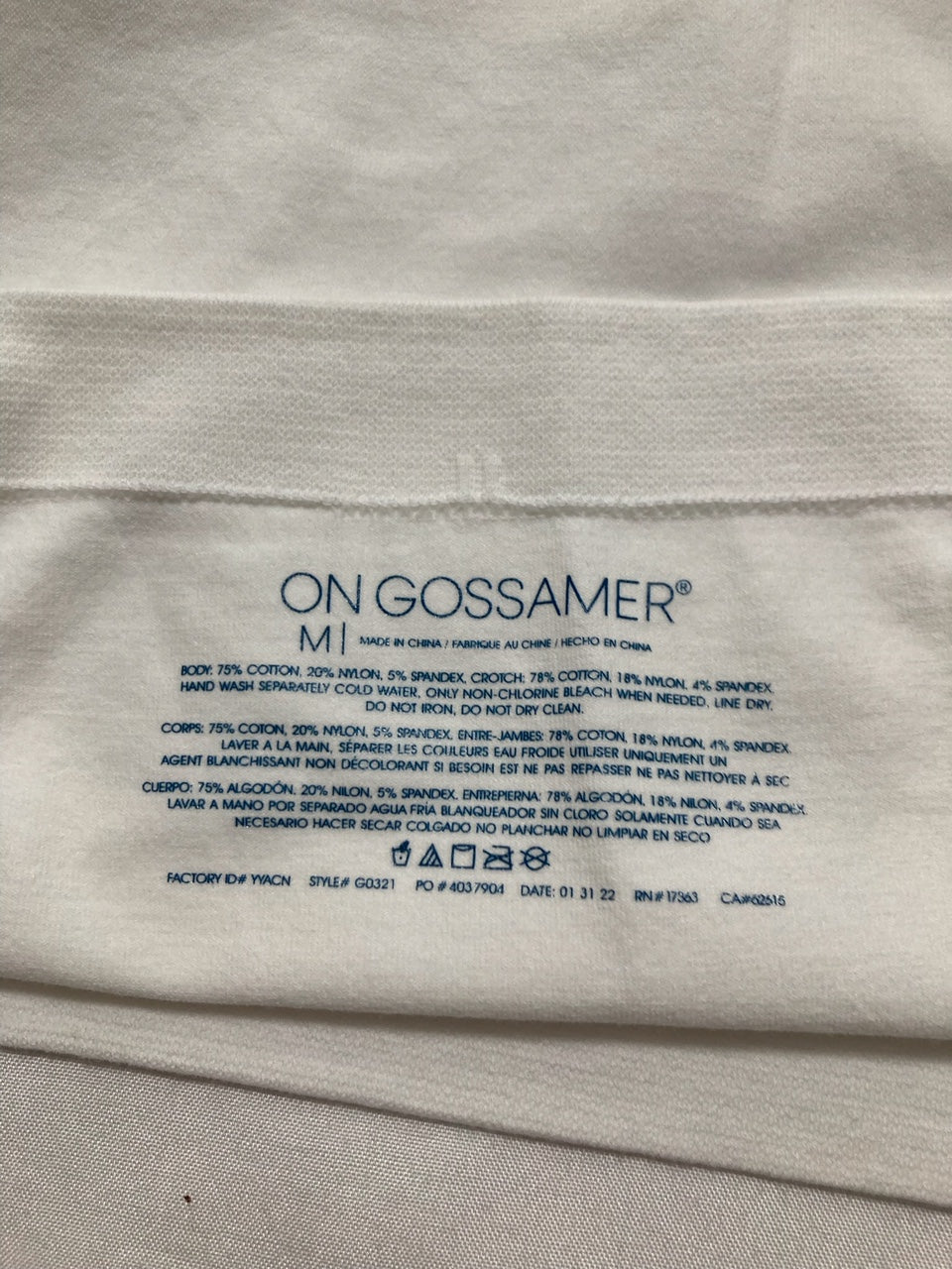 ONGOSSAMER Cabana Cotton Seamless Hi Cut Brief Underwear WHITE M