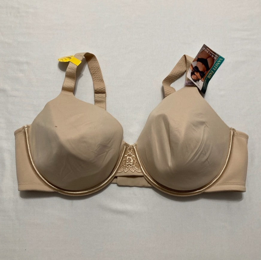 VANITY FAIR Full Figure Beauty Back Smoothing Bra 4 Way Stretch Fabric BEIGE 42D