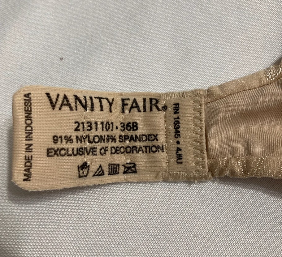 VANITY FAIR Ego Boost Adds Up to One Full Cup Size Underwire Push Up BEIGE 36B