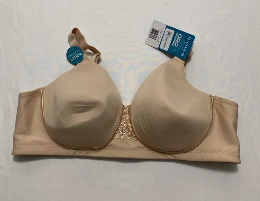 VANITY FAIR Full Figure Beauty Back Smoothing Bra 4 Way Stretch Fabric BEIGE 44C