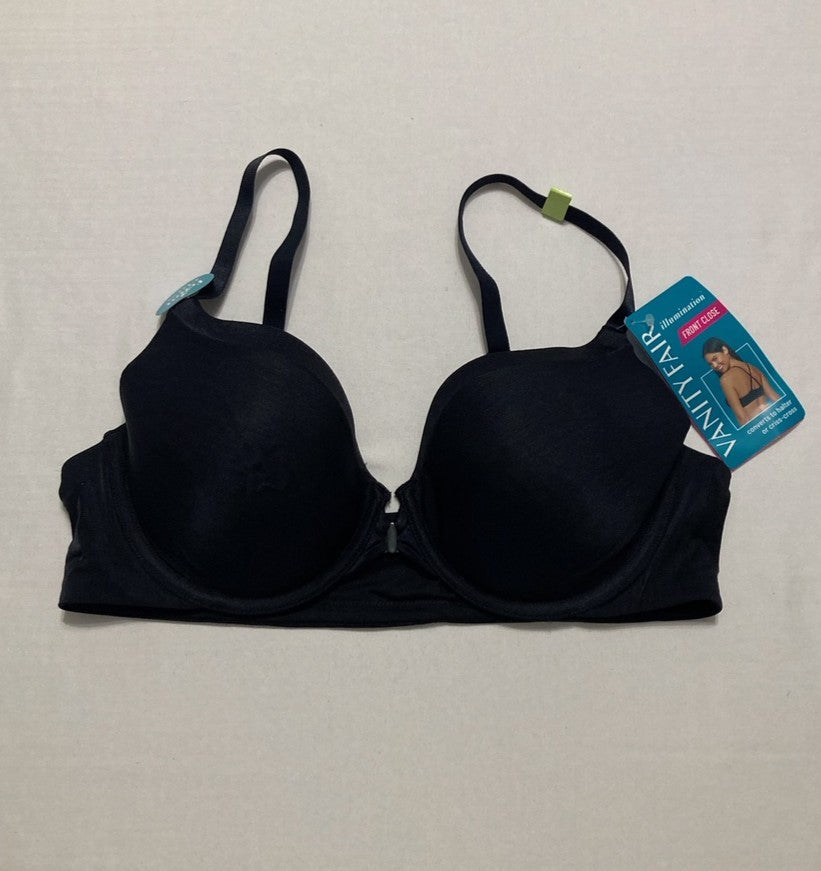 VANITY FAIR Illumination Front Closure Bra Convertible Straps BLACK 38B