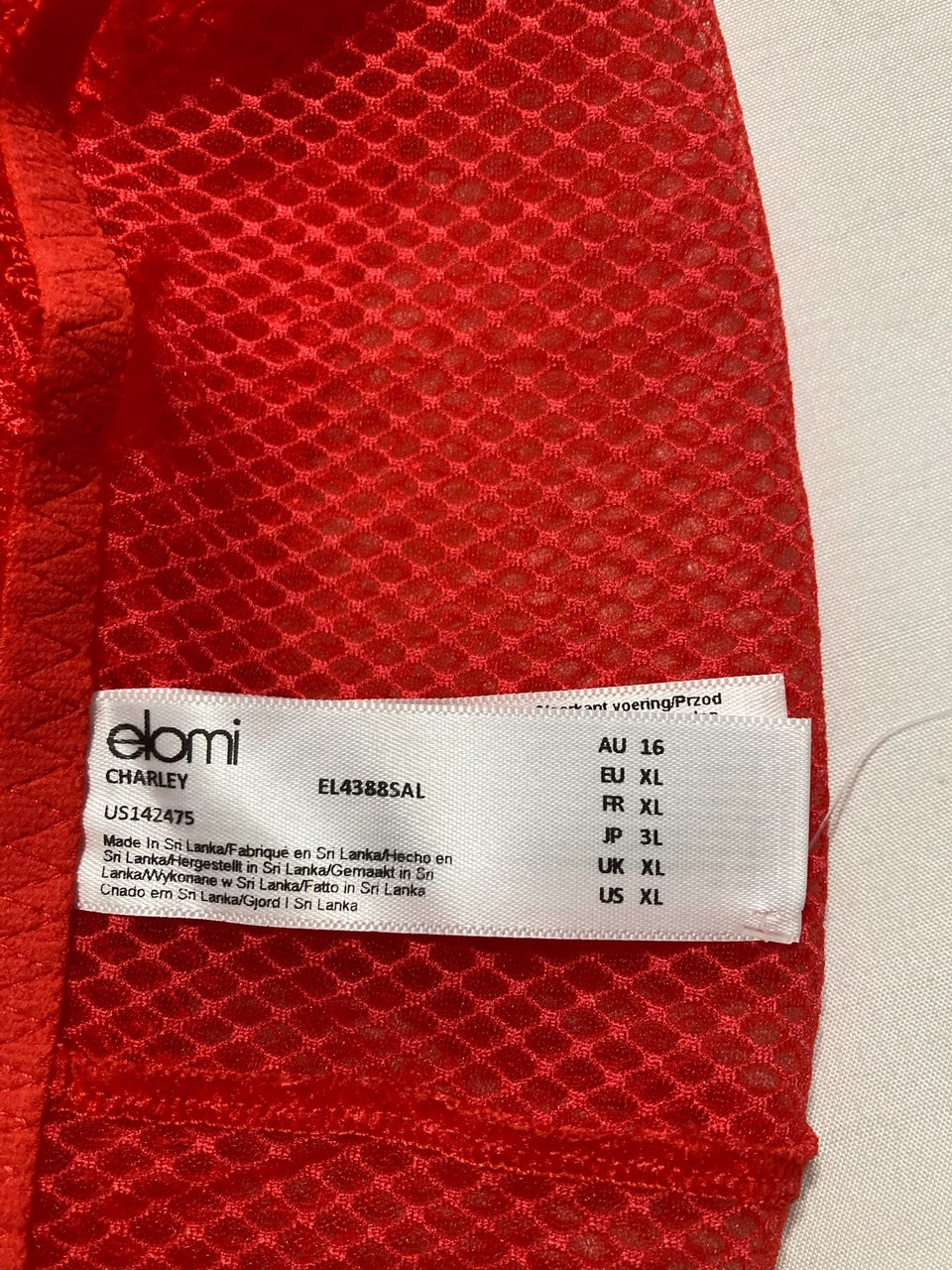 ELOMI Charley Embroidered Full Coverage Brief RED XL