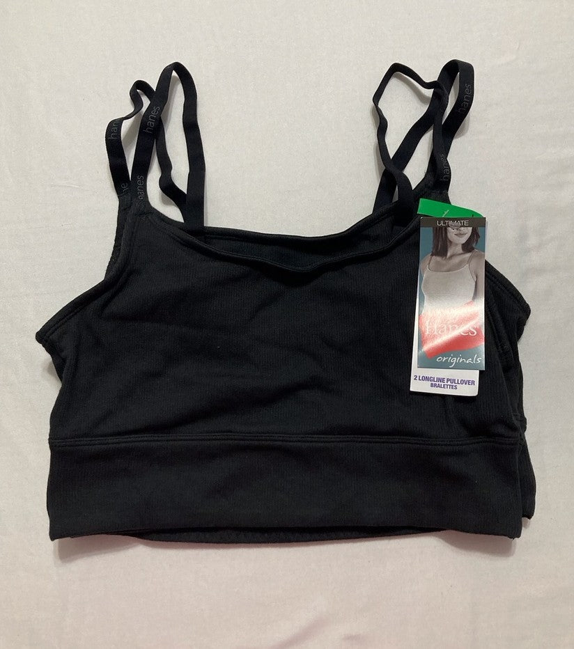 HANES Bralette Type Long Line Elastic Pack of 2 BLACK L