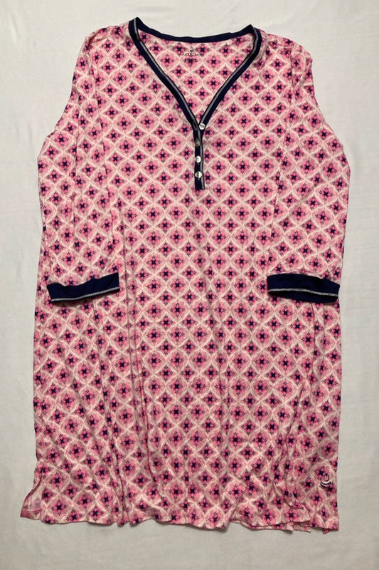 CUDDI DUDS Long Sleeve Scoop Neck Short Sleepshirt PINK M