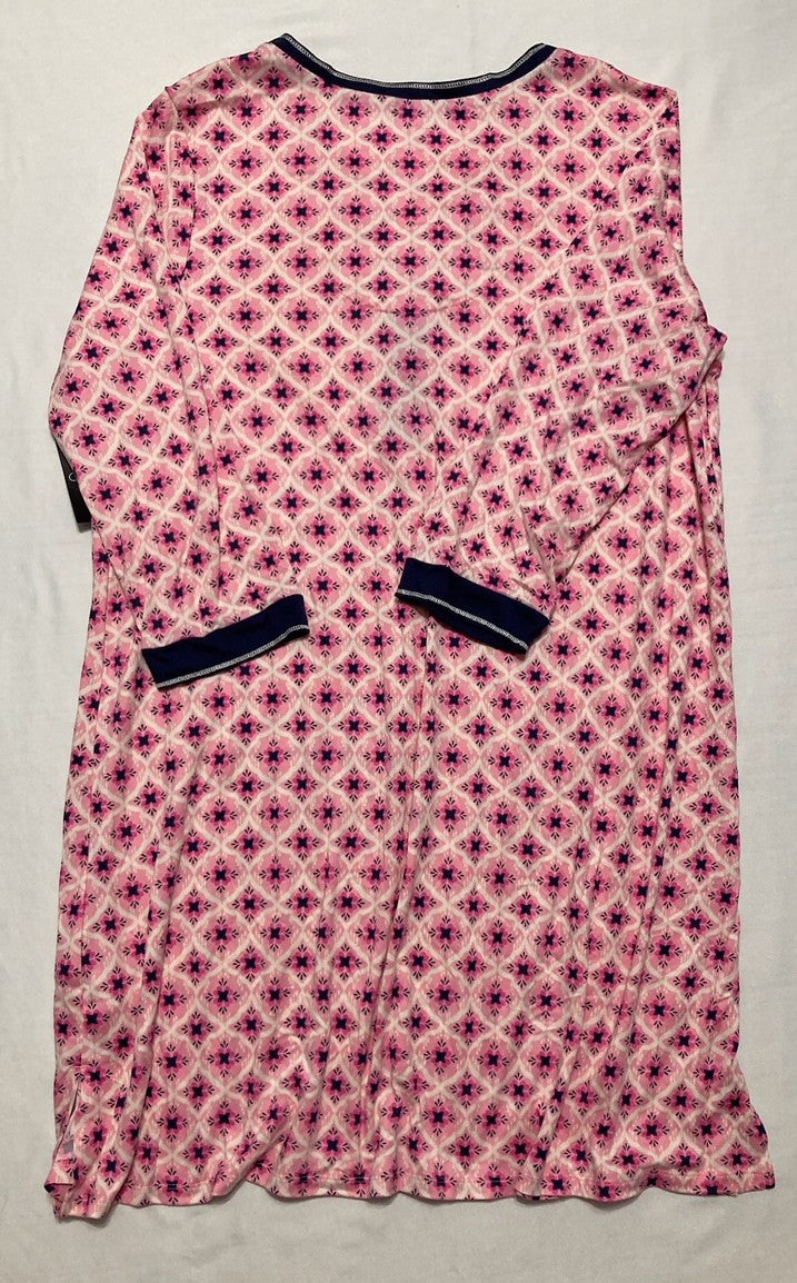 CUDDI DUDS Long Sleeve Scoop Neck Short Sleepshirt PINK M