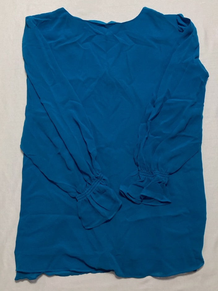 CALVIN KLEIN Plus Size Solid V-Neck Button-Front Top BLUE 3X