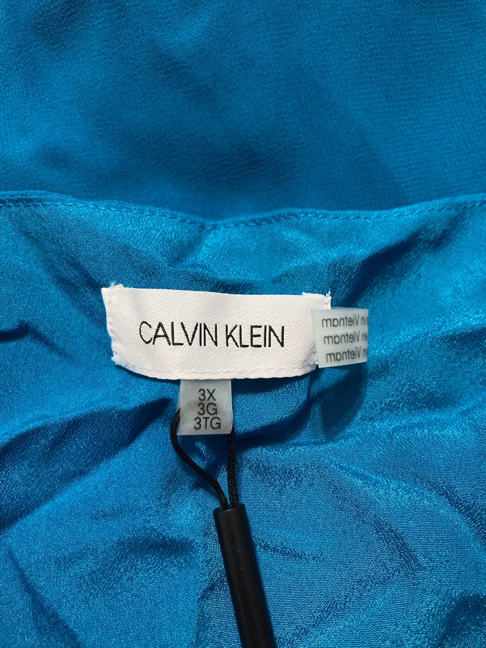 CALVIN KLEIN Plus Size Solid V-Neck Button-Front Top BLUE 3X