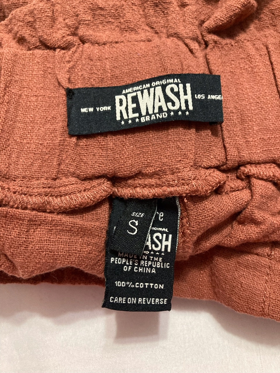 REWASH American original Brown Tie Hem Lounge Shorts BROWN S