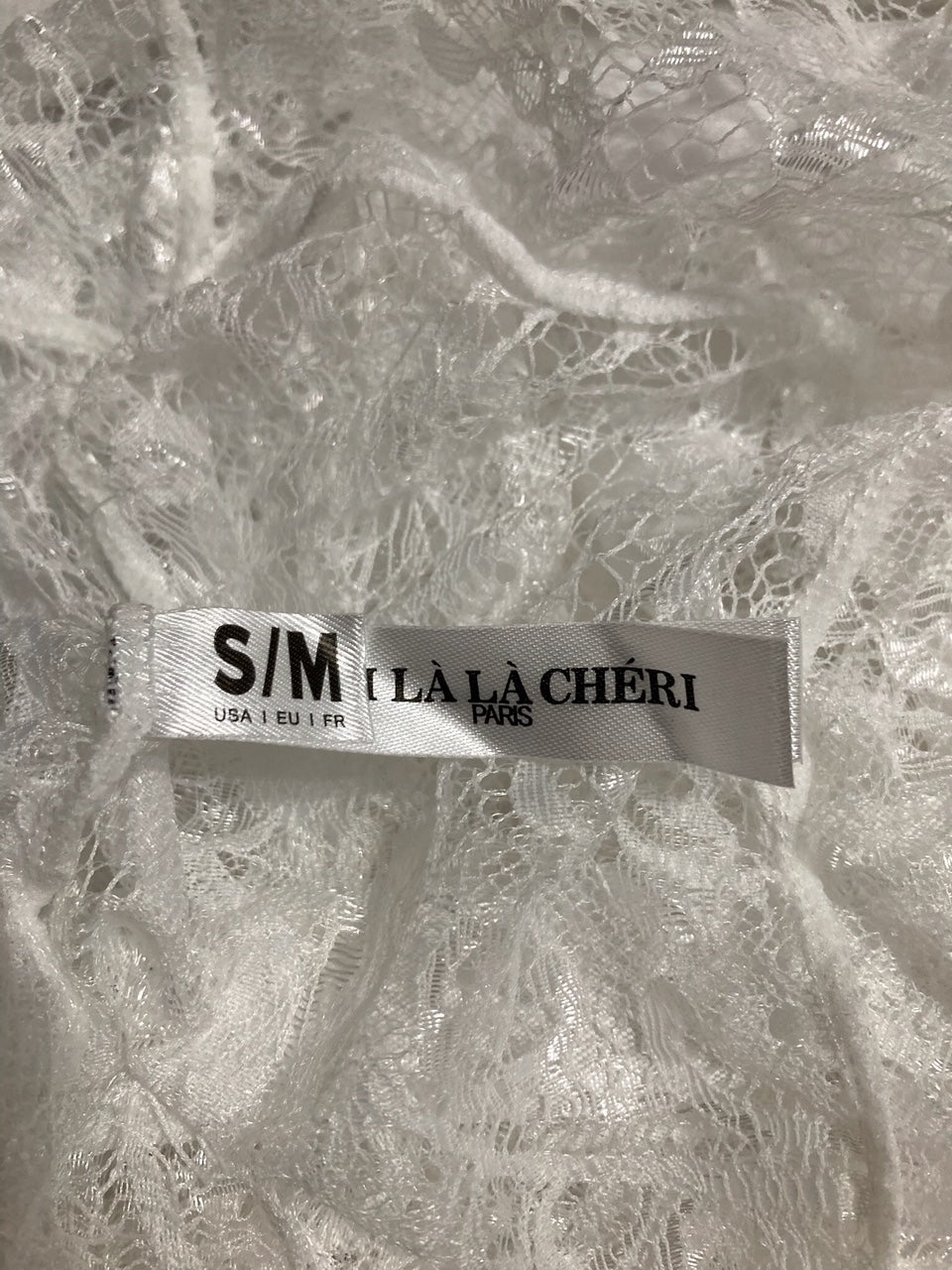 OH LA LA CHERI Naomi Eyelash Lace Halter Teddy WHITE S/M