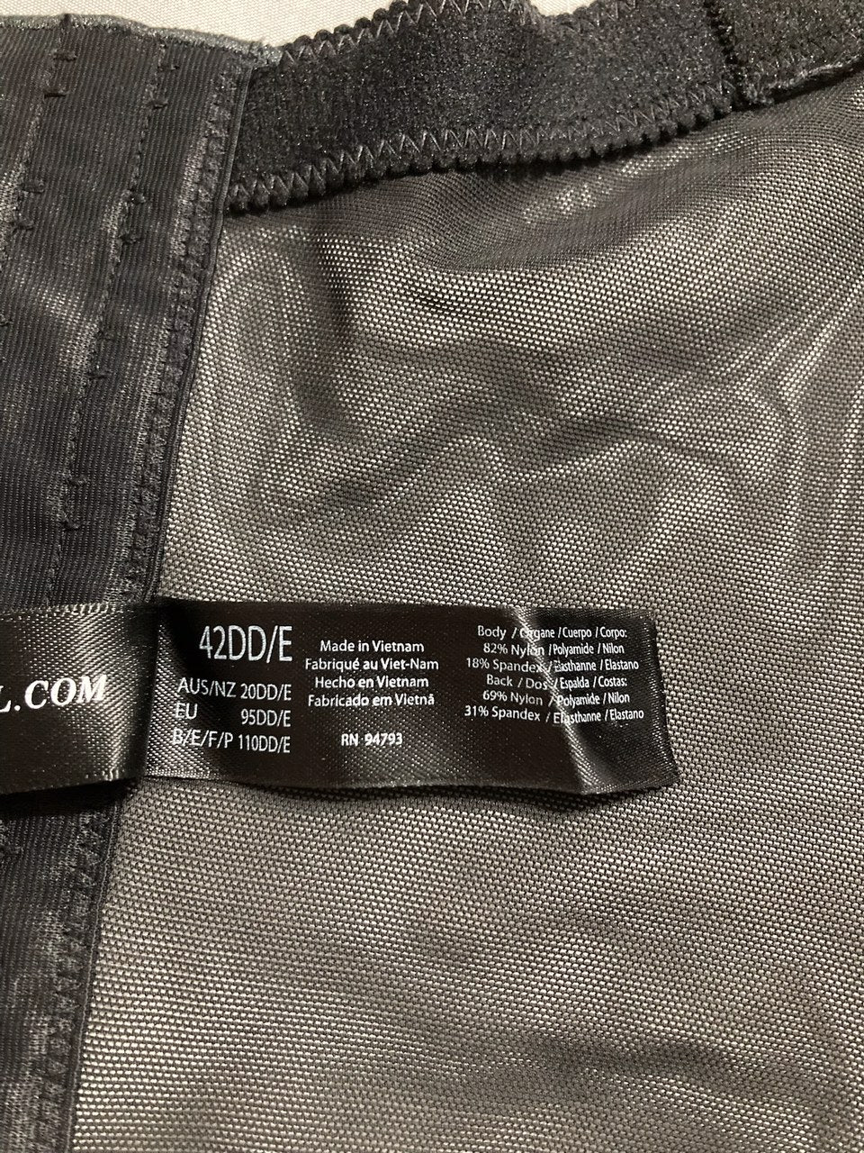 DOMINIQUE Longline Strapless Bra Hidden Underwire Convertible BLACK 42DD