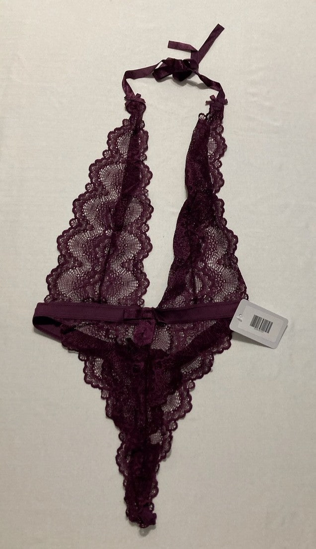OH LA LA CHERI Alessa Super Plunge Lacy Teddy PURPLE S/M