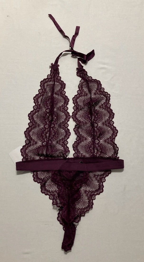 OH LA LA CHERI Alessa Super Plunge Lacy Teddy PURPLE S/M