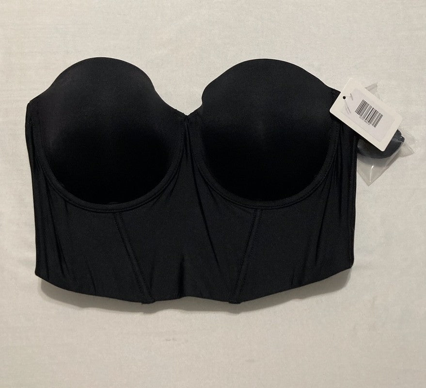 FELINA Body Veil Longline Strapless Bra Seamless Adjustable BLACK 38C