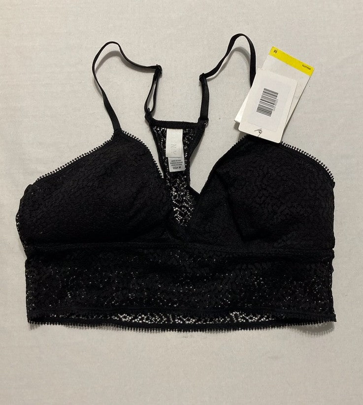 DKNY Modern Lace Longline Bralette Bra BLACK M