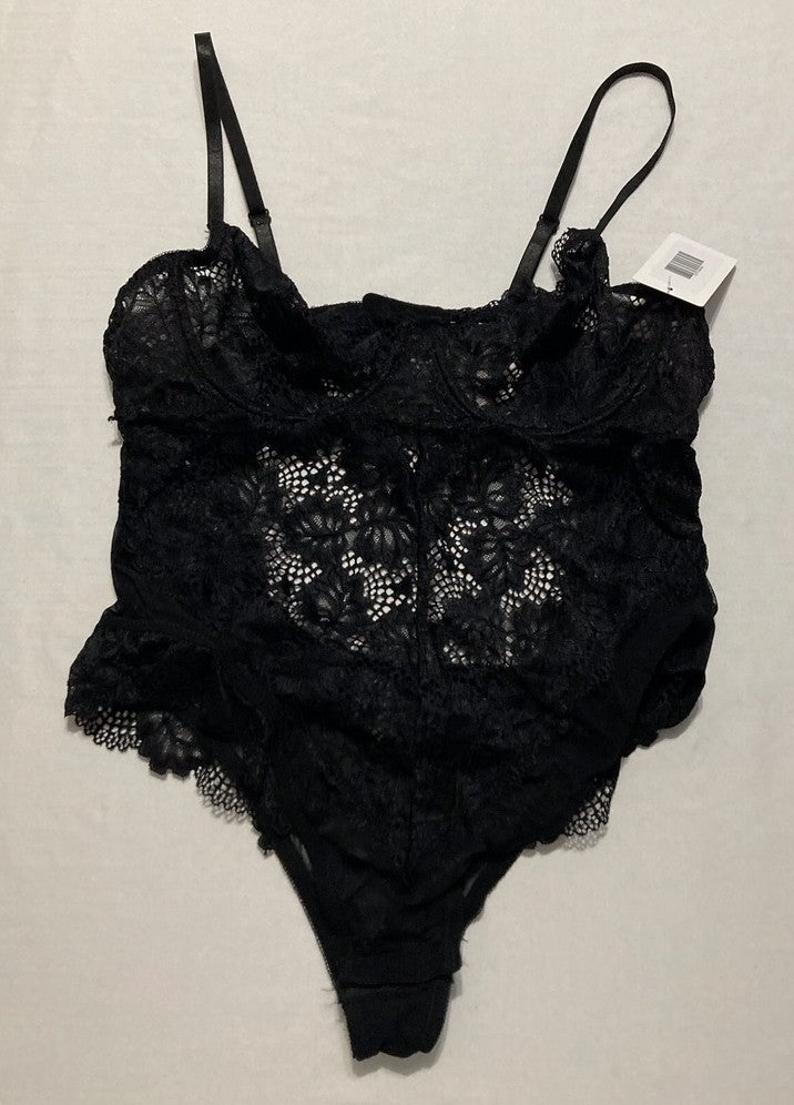 OH LA LA CHERI Page Convertible Unlined Lace Teddy With Underwire BLACK XL