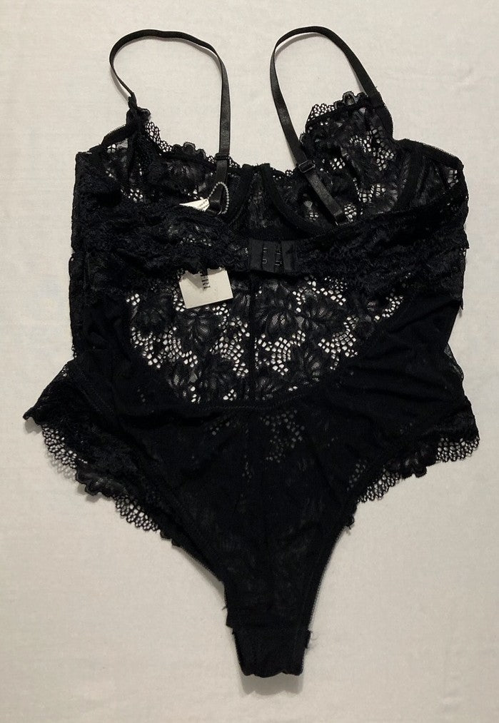 OH LA LA CHERI Page Convertible Unlined Lace Teddy With Underwire BLACK XL