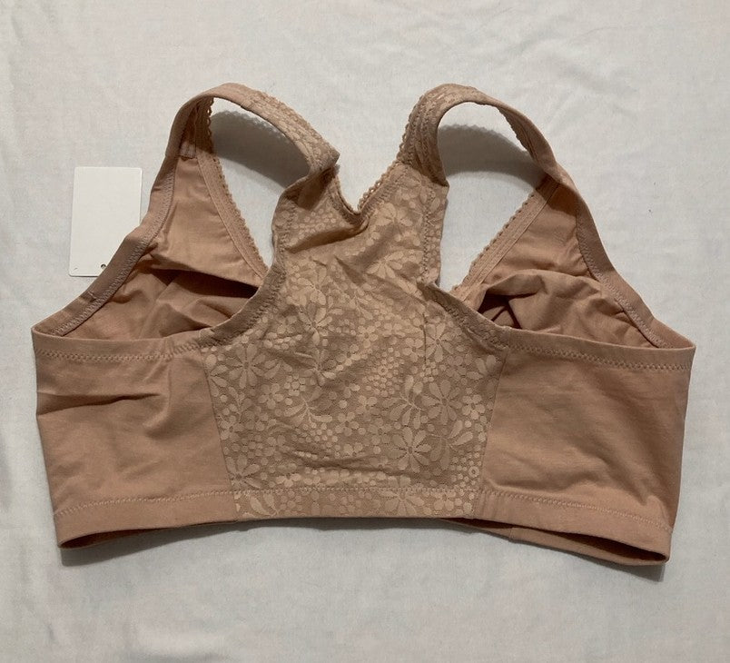 GLAMORISE Front-closure Cotton T-back Wirefree CAFÉ 44BCD