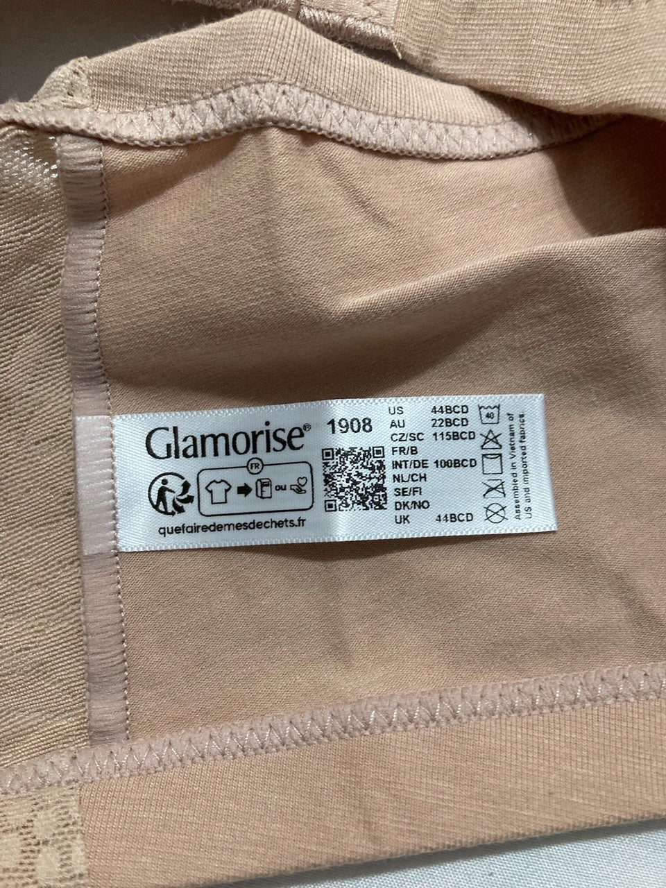 GLAMORISE Front-closure Cotton T-back Wirefree CAFÉ 44BCD