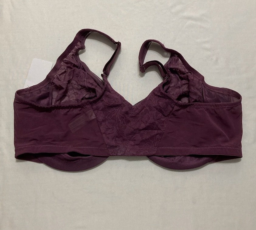 GLAMORISE Plus Size Lacey T-Back Wonderwire Bra Underwire PURPLE 46DD