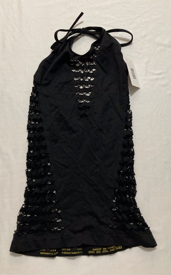 GLITTER Extended Sizes 1 Piece Seamless Halter Chemise BLACK ONE SIZE