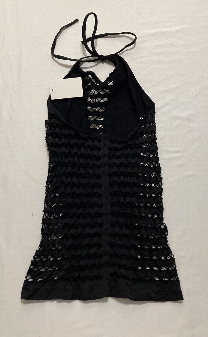 GLITTER Extended Sizes 1 Piece Seamless Halter Chemise BLACK ONE SIZE