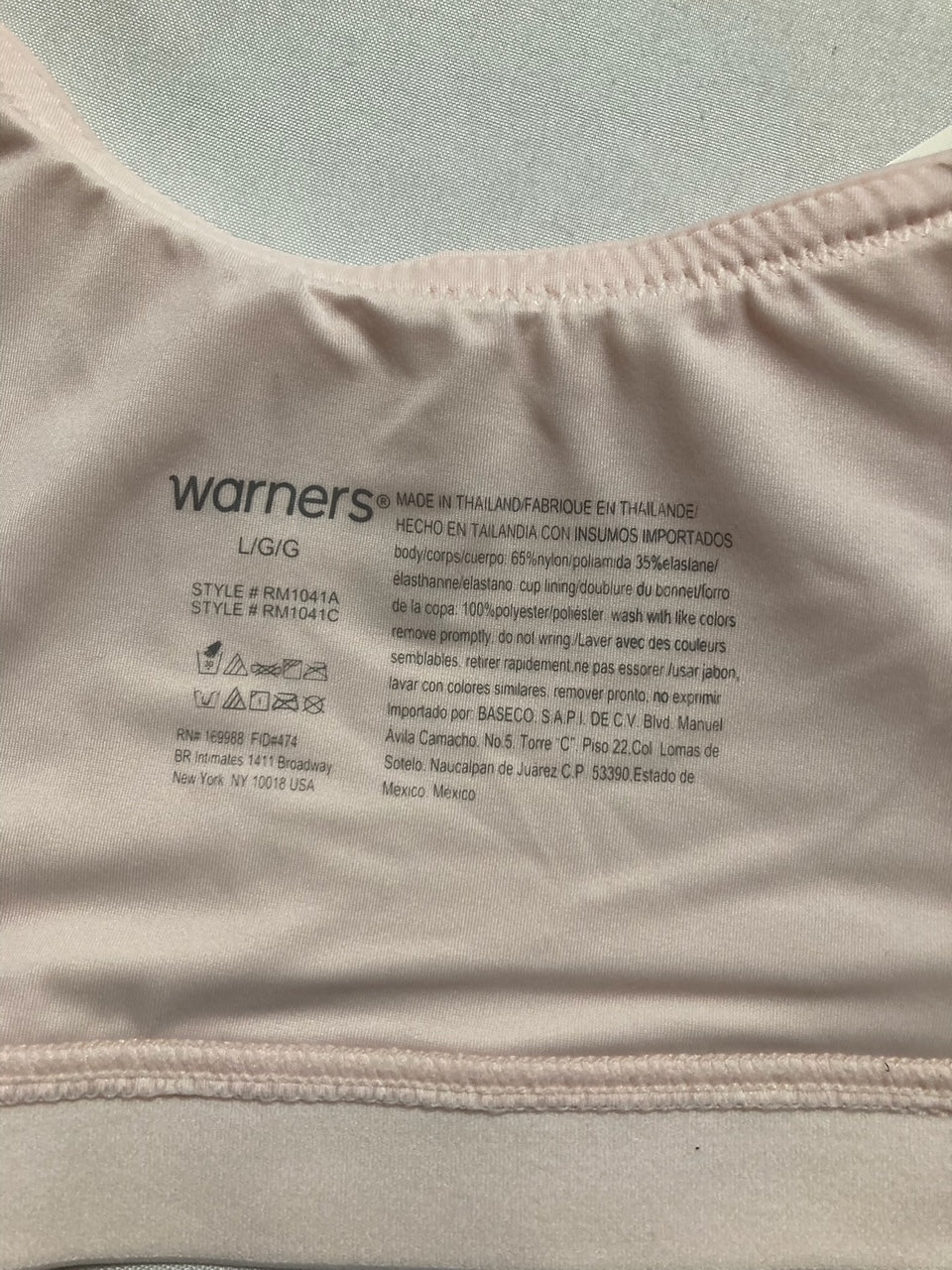 WARNER'S Cloud 9 Super Soft, Smooth Invisible Look Wireless Lightly ROSEWATER L