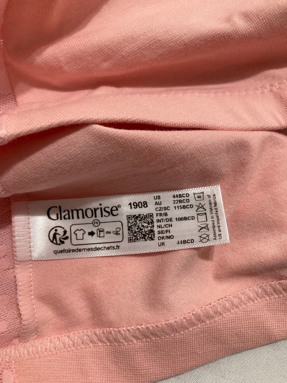 GLAMORISE Front-Closure Cotton T-Back Wirefree PINK 44BCD