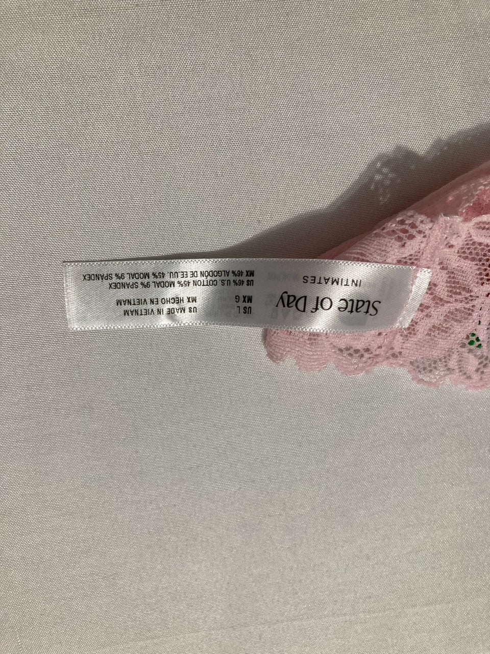 STATE OF DAY Cotton Blend Lace-Trim Thong Underwear PINK L