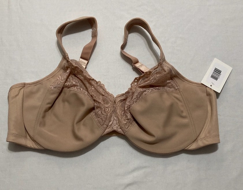 GLAMORISE Plus Size Low Cut Wonderwire Lace Bra Underwire CAFÉ 46C