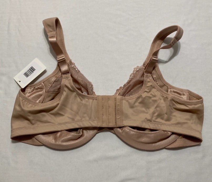 GLAMORISE Plus Size Low Cut Wonderwire Lace Bra Underwire CAFÉ 46C