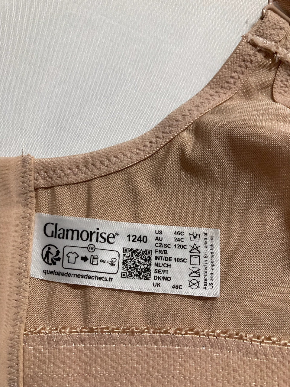 GLAMORISE Plus Size Low Cut Wonderwire Lace Bra Underwire CAFÉ 46C